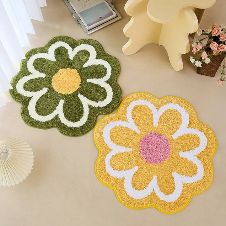 Pastel flower rug for a vibrant y2k aesthetic bedroom or bathroom - rugs