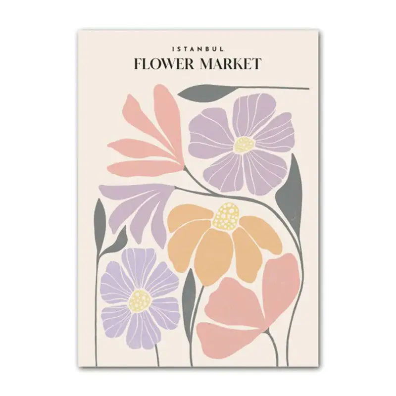 Pastel flowers canvas posters for danish aesthetic rooms - a / 5.9x7.9in / 15x20cm - decor