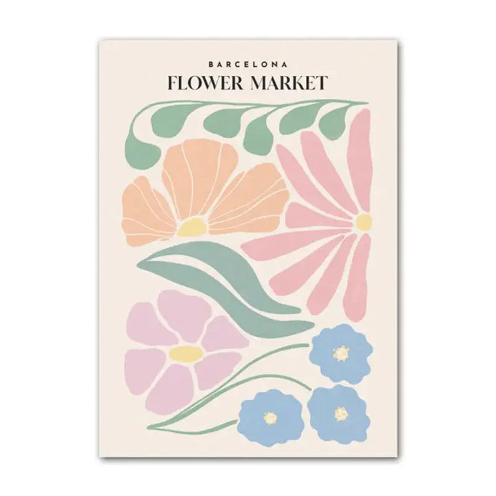 Pastel flowers canvas posters for danish aesthetic rooms - c / 5.9x7.9in / 15x20cm - decor