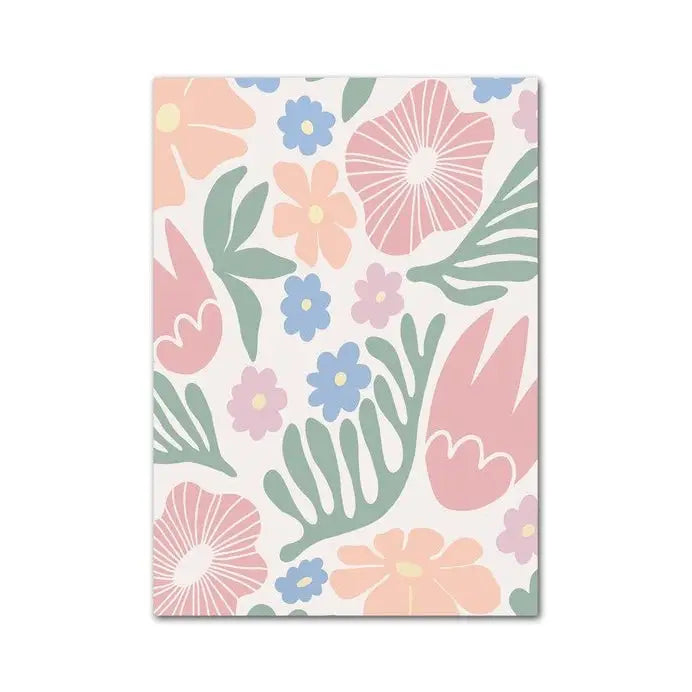 Pastel flowers canvas posters for danish aesthetic rooms - decor