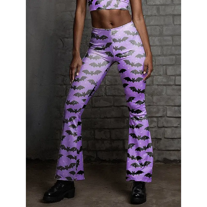 High waisted flare bottoms leggings in y2k style with stretch fabric - women bottoms