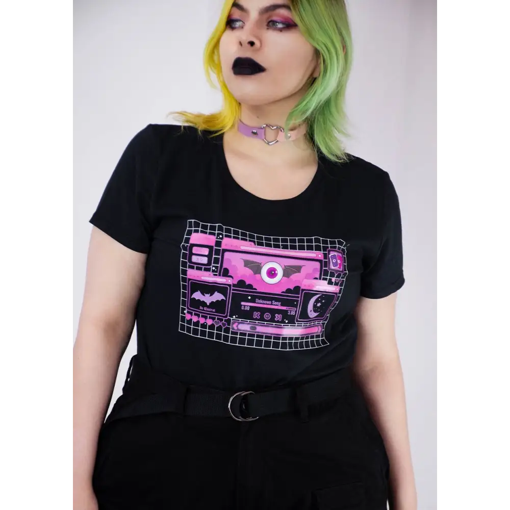 Exclusive plus size graphic tee with cute y2k spooky pastels - shirts & tops