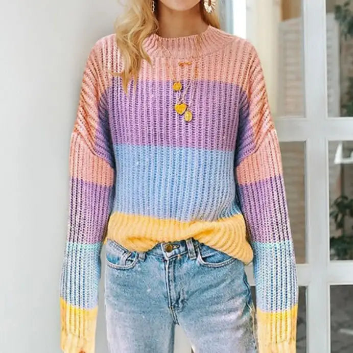 Pastel rainbow jumper - free size / multi - sweaters