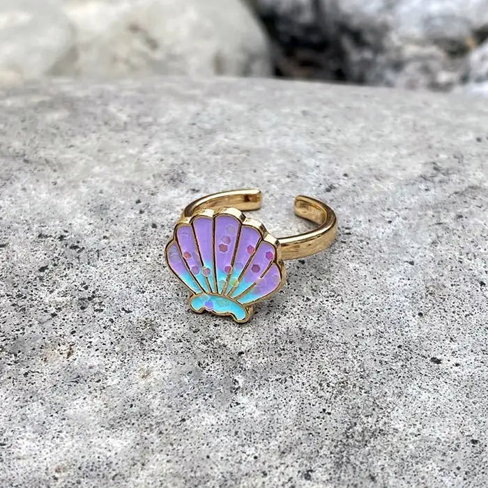 Pastel shell anxiety ring for focus and relaxation - ring