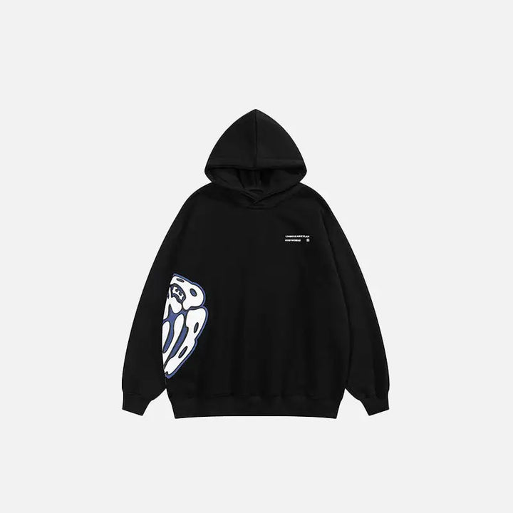 Patched sided hoodie y2k - black / s - hoodies