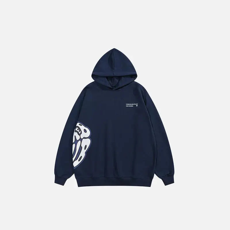 Patched sided hoodie y2k - navyblue / s - hoodies