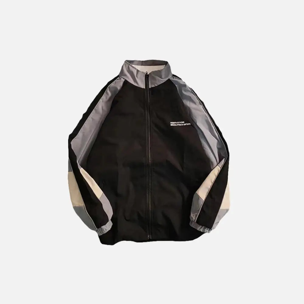 Patchwork color block thin jacket y2k - black / s - jackets