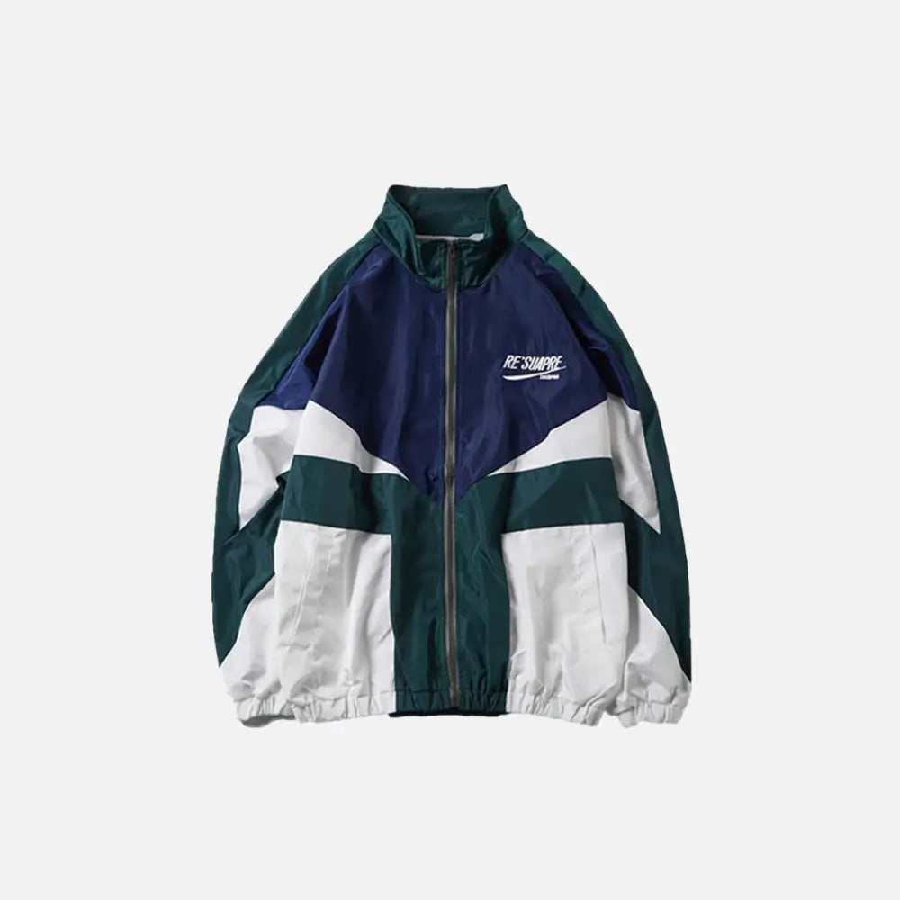 Patchwork color block windbreaker jacket y2k - blue / s - jackets