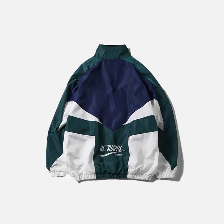 Patchwork color block windbreaker jacket y2k - jackets