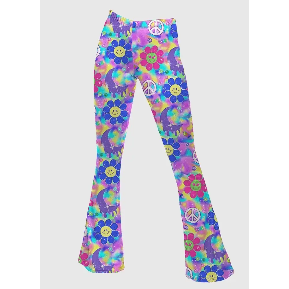 High waisted flare bottoms in stretchy polyester mix for y2k style - xs/s - women bottoms