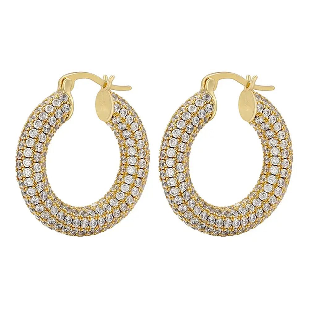 Personal growth rhinestone hoops - standart / gold - earrings