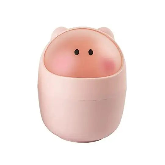 Cute piggy flip desktop bin for organizing your study space - pink