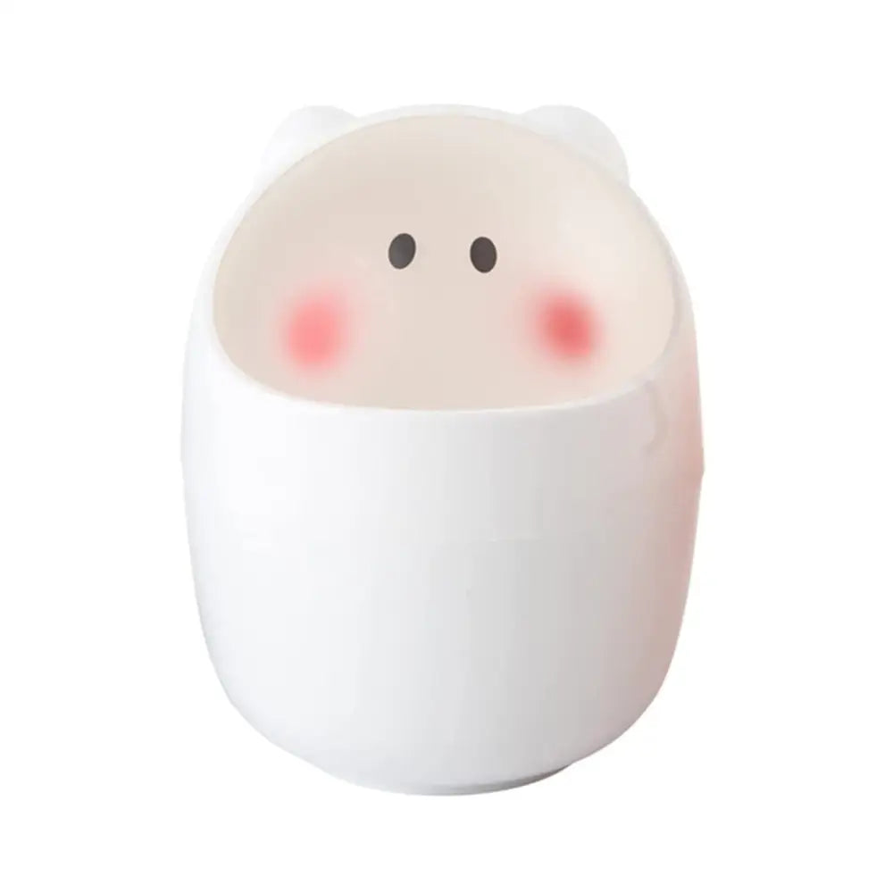 Cute piggy flip desktop bin for organizing your study space - white