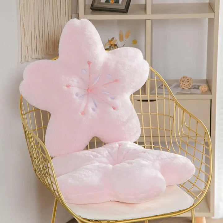 Pink cherry blossom pillow for a cheerful home aesthetic