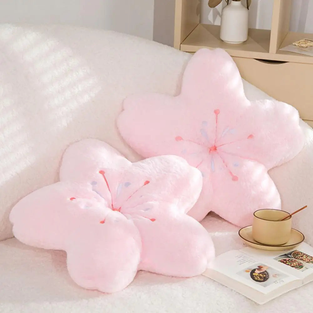 Pink cherry blossom pillow for a cheerful home aesthetic