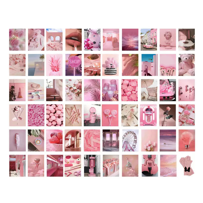 Pink collage kit for aesthetic room decor - posters prints & visual artwork