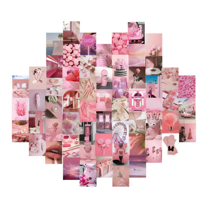 Pink collage kit for aesthetic room decor - posters prints & visual artwork