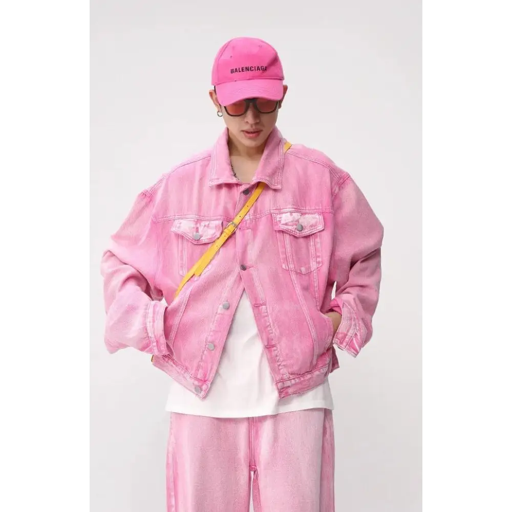 Pink denim jacket & pants two piece set - s - sets