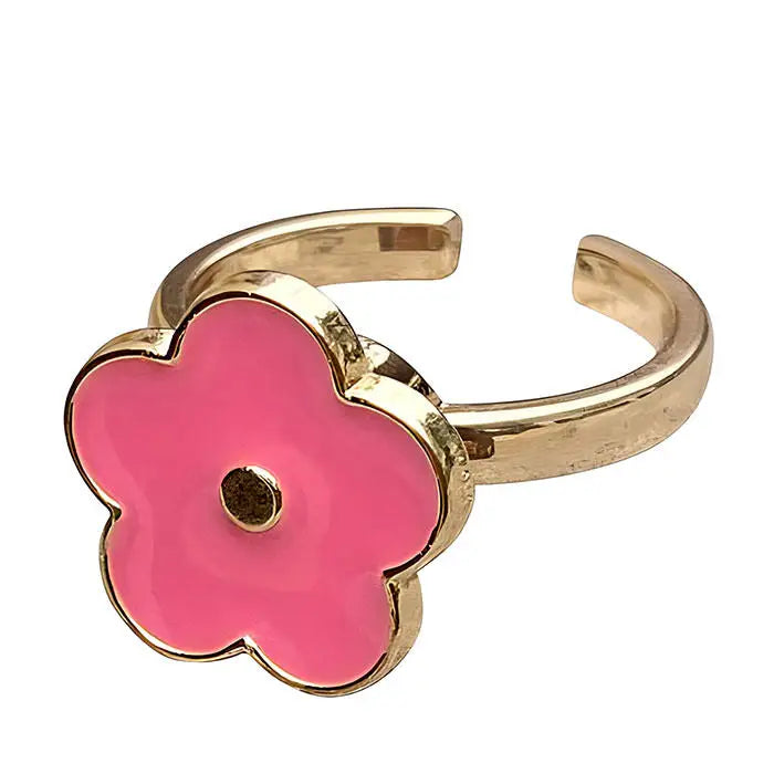 Pink flower anxiety ring with spinning design for relaxation - ring