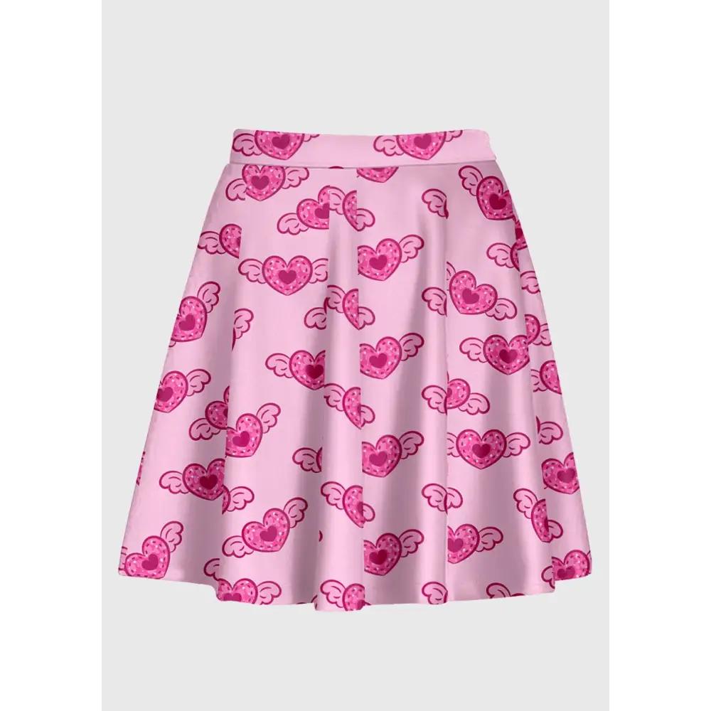 Pink heart angel wing skater skirt for kawaii fashion