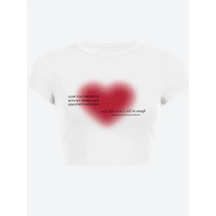 Y2k inspired tee with pink heart and love message