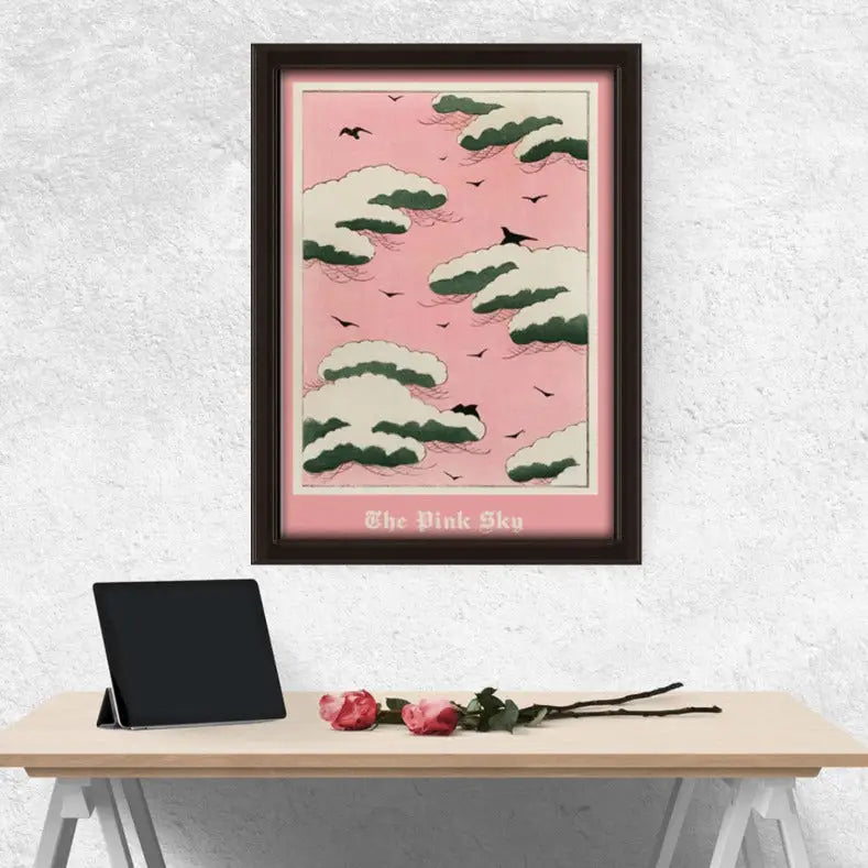 Pastel pink sky poster for aesthetic room decor