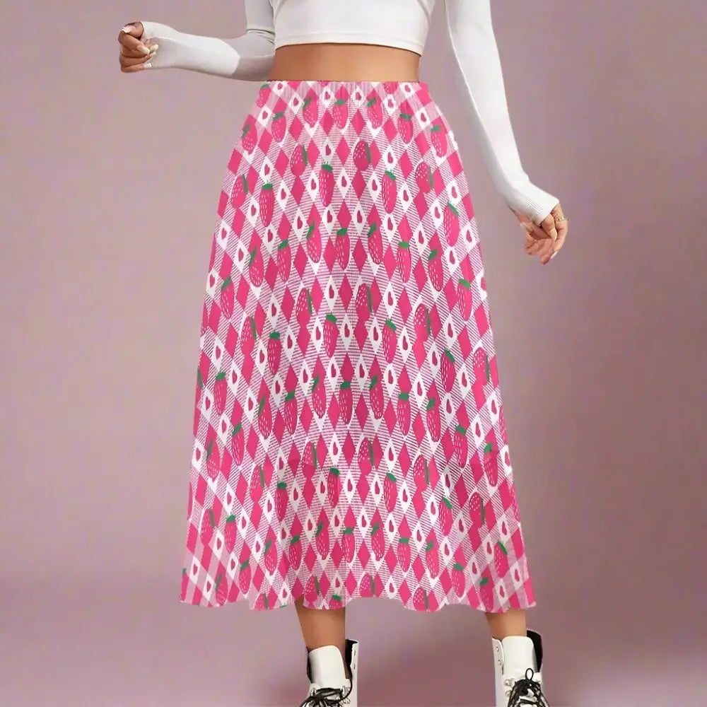 Y2k double-layer chiffon maxi skirt for women - pink / s