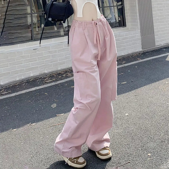 Pantalon de survêtement rose y2k élégant unisexe