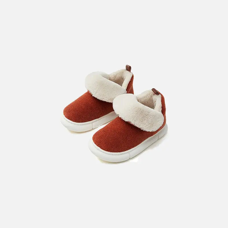 Simple y2k snow slippers for cozy winter style - rust red / 35/36 (insole 23cm)