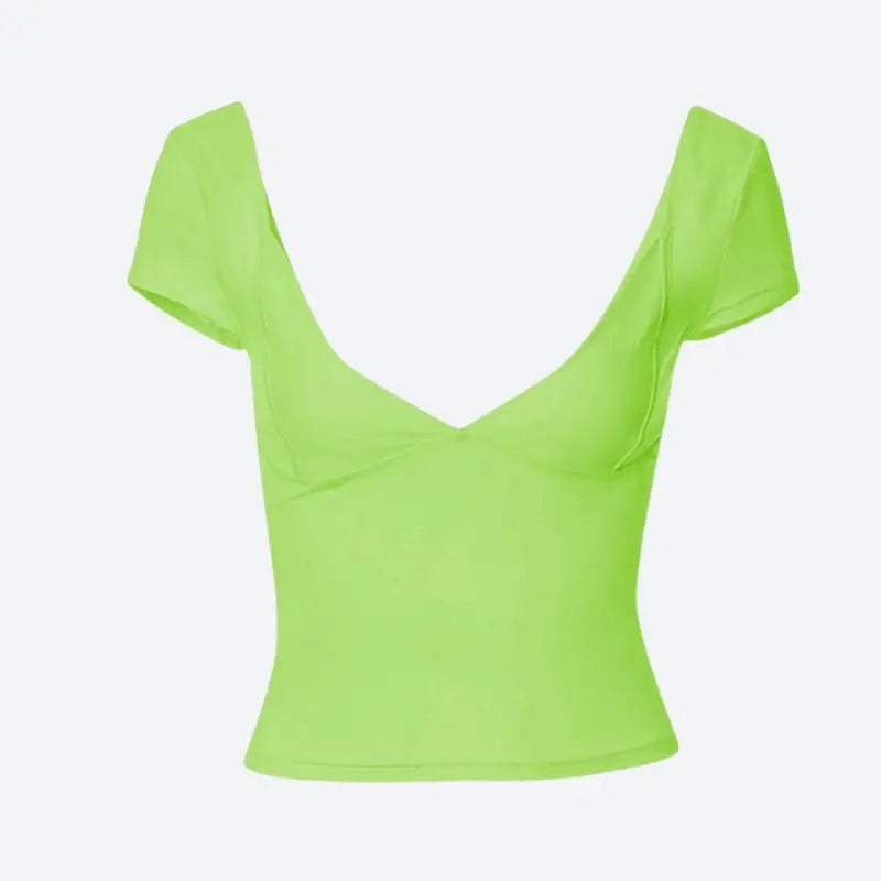 Chic deep v-neck top for casual or elevated y2k looks - green / s