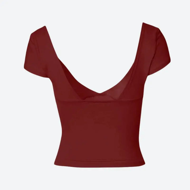 Chic deep v-neck top for casual or elevated y2k looks - red / s