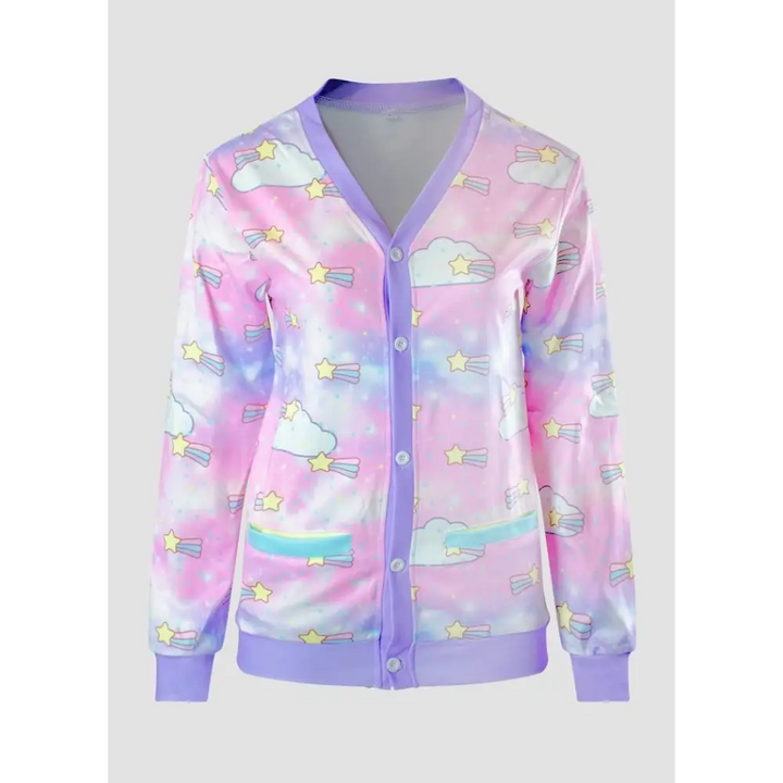 Cute shooting star cardigan sweater for y2k style enthusiasts - 1x - plus size cardigan