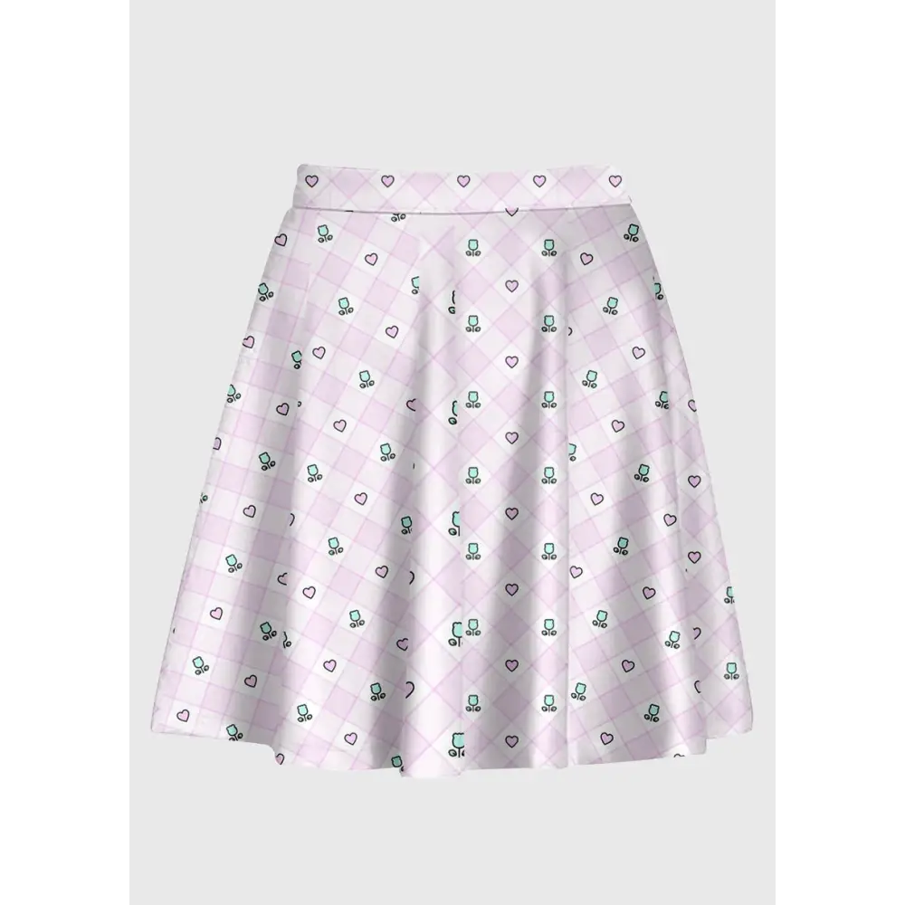 Plus size flower fairy kei kawaii plaid skirt