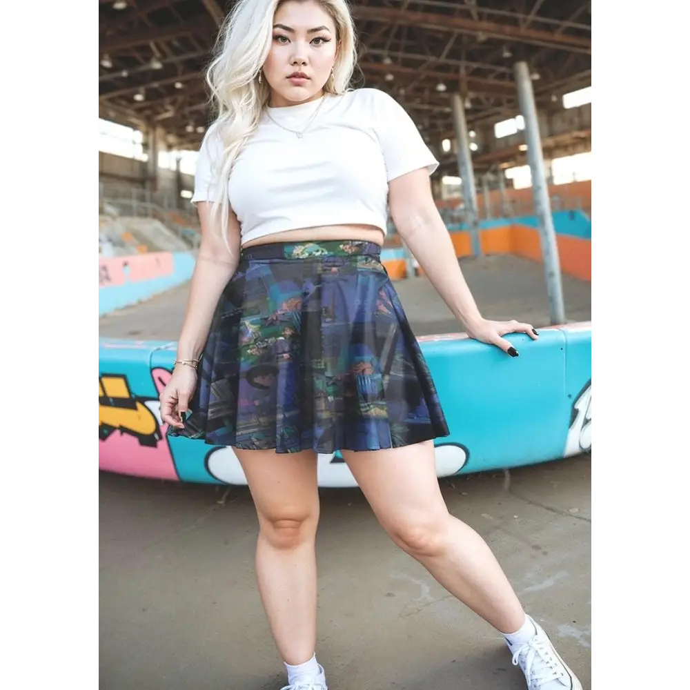 Plus size glitchcore aesthetic anime skirt