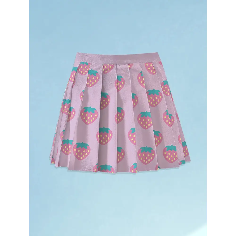 Plus size kawaii strawberry pleated skirt - 1x - plus size skirts