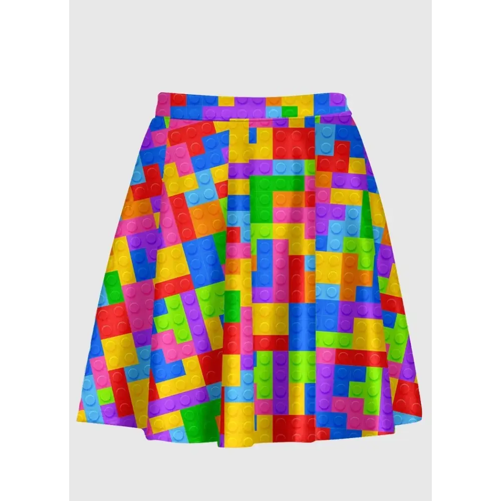 Plus size lego toy building block flare skirt - 1x - plus size skirt