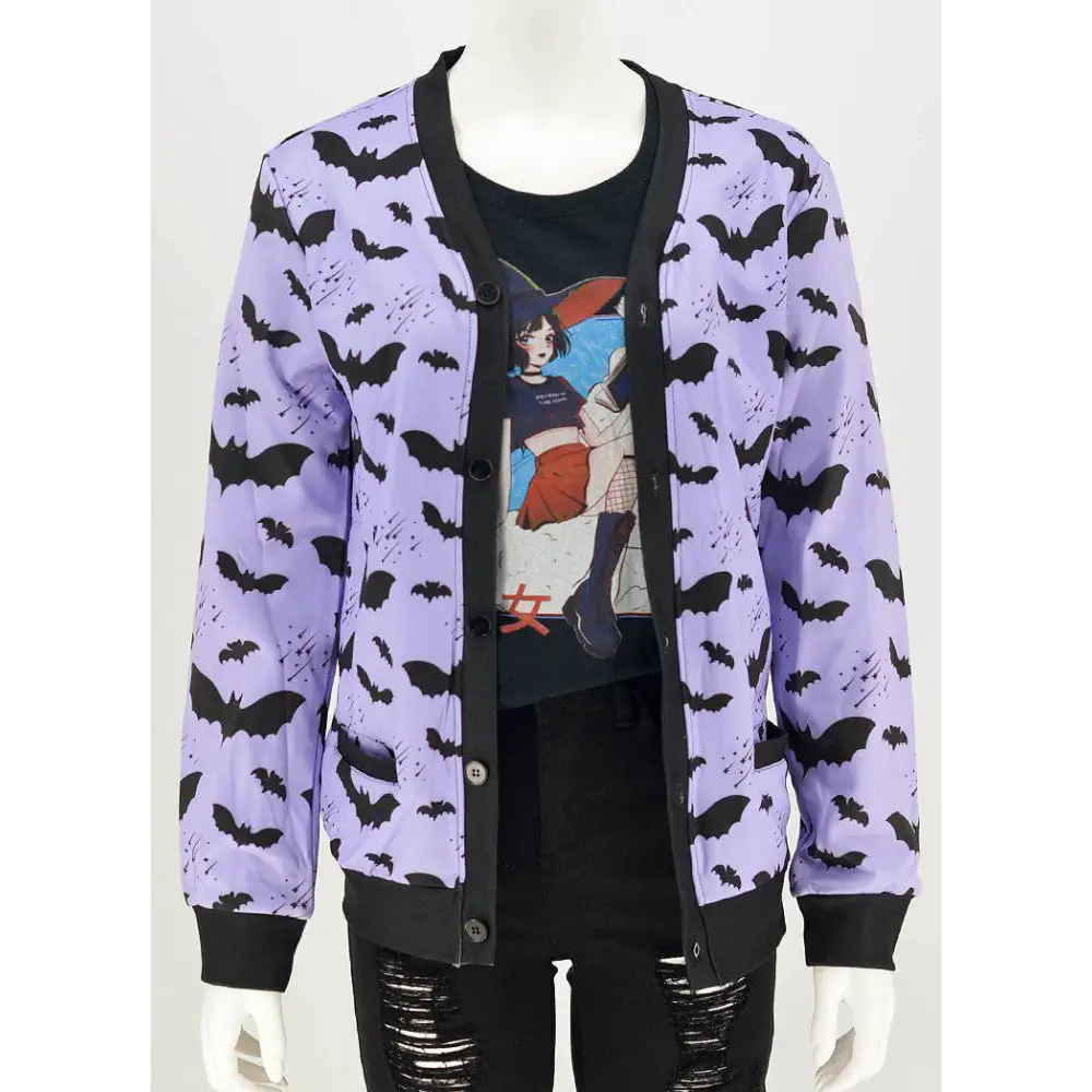 Y2k style jacket with varied sleeve lengths in plus sizes - 1x / lilac - plus size cardigan