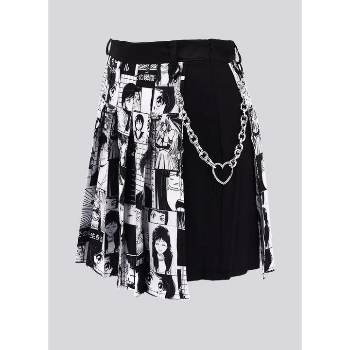 Plus size no drama manga chain skirt with pleated design - 1x - size skirts