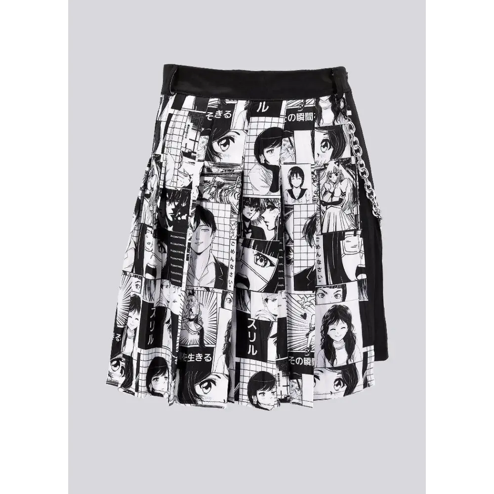 Plus size no drama manga chain skirt with pleated design - size skirts