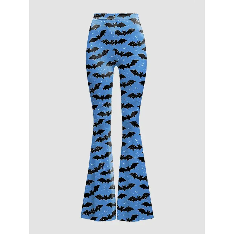 Y2k high waisted flare bottoms stretchy fabric leggings - blue / 1x