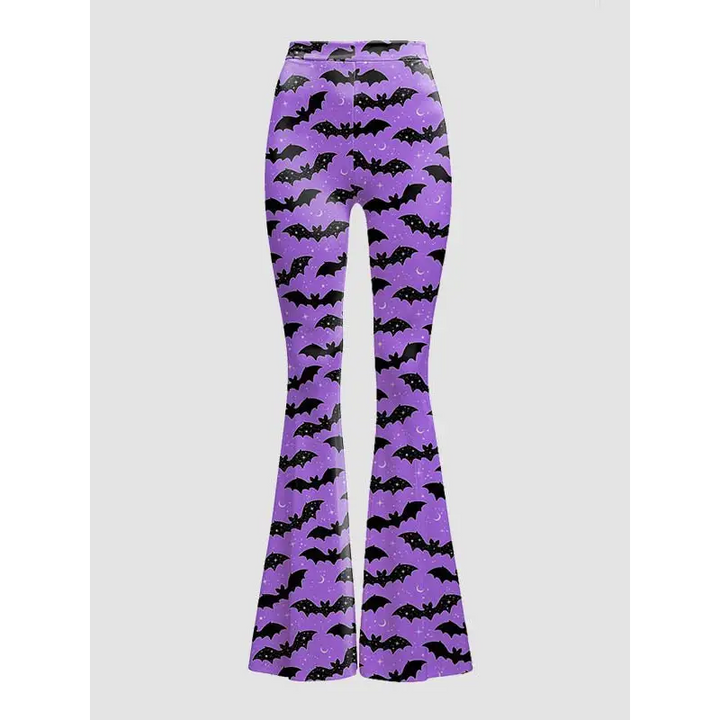 Y2k high waisted flare bottoms stretchy fabric leggings - purple / 1x