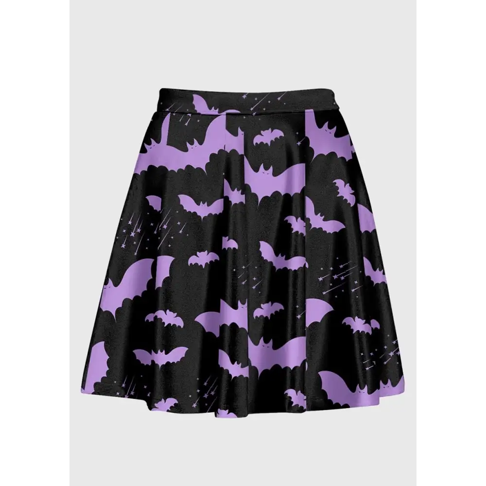 Plus size purple bat pastel goth skirt for unique style - 1x