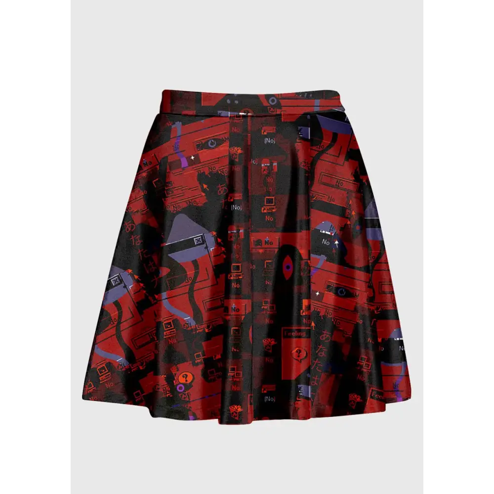 Plus size red weirdcore art skirt - skirts