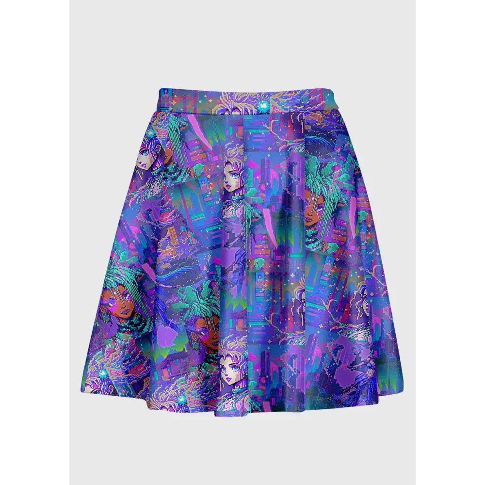 Plus size retrowave pixel anime skirt - 1x - skirts