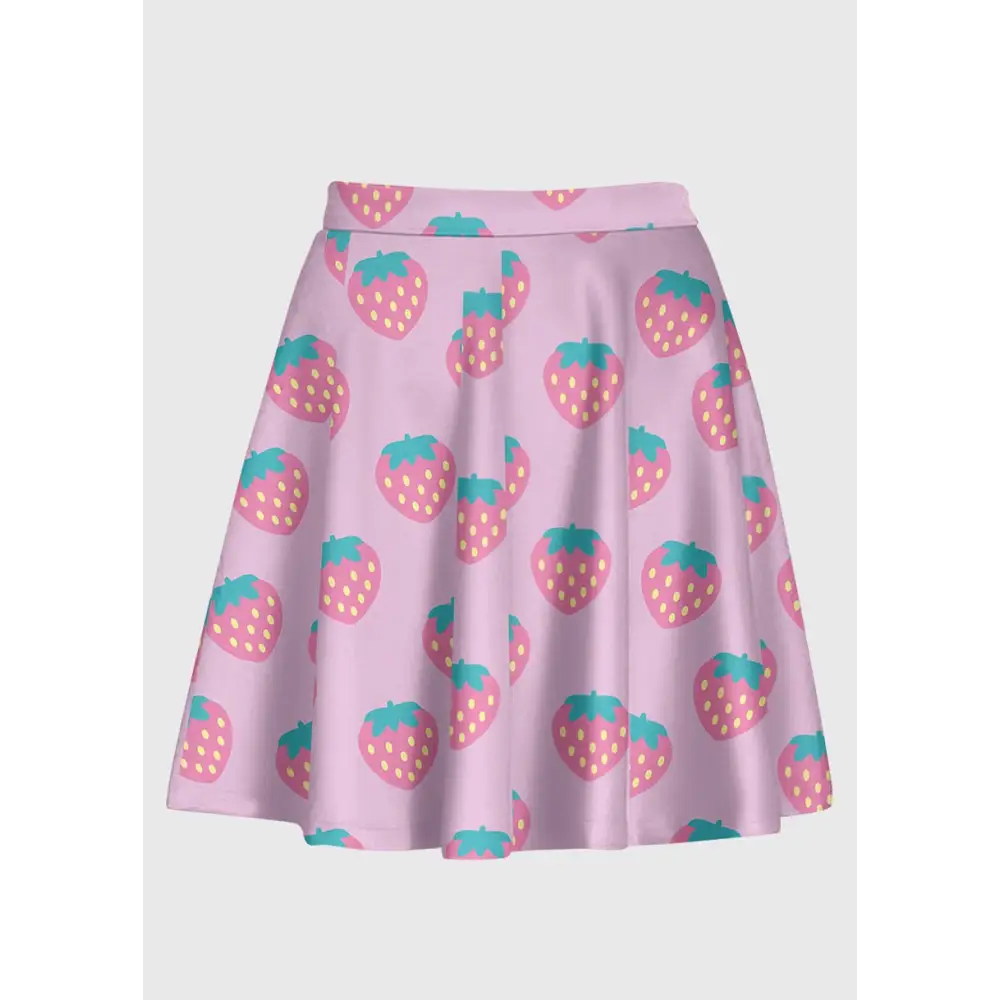 Plus size strawberry pattern kawaii skirt for sweet style - 1x