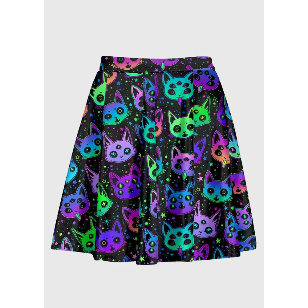 Plus size trippy rainbow cartoon cat skirt - 1x - skirts