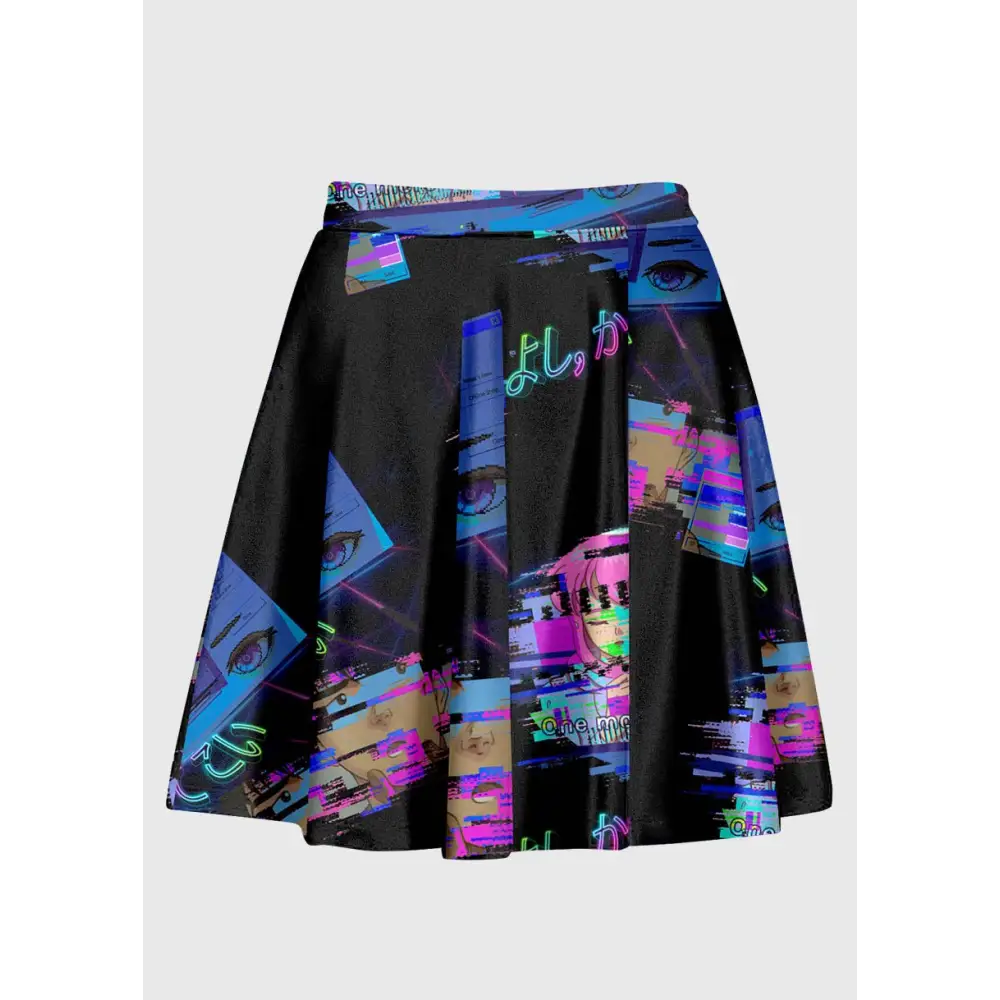 Plus size vaporwave aesthetic glitchcore anime skirt - 1x