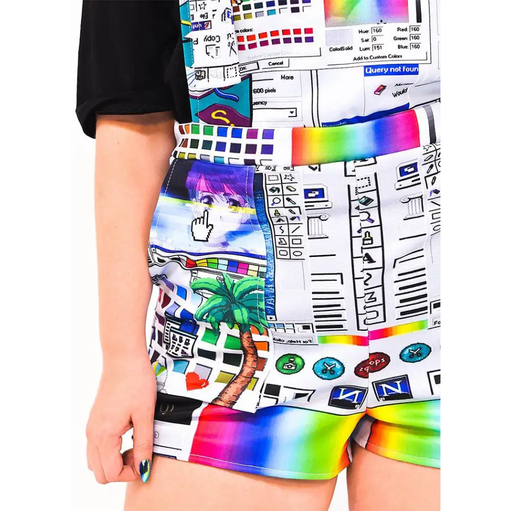 Plus size vaporwave computer glitch overalls - women overalls