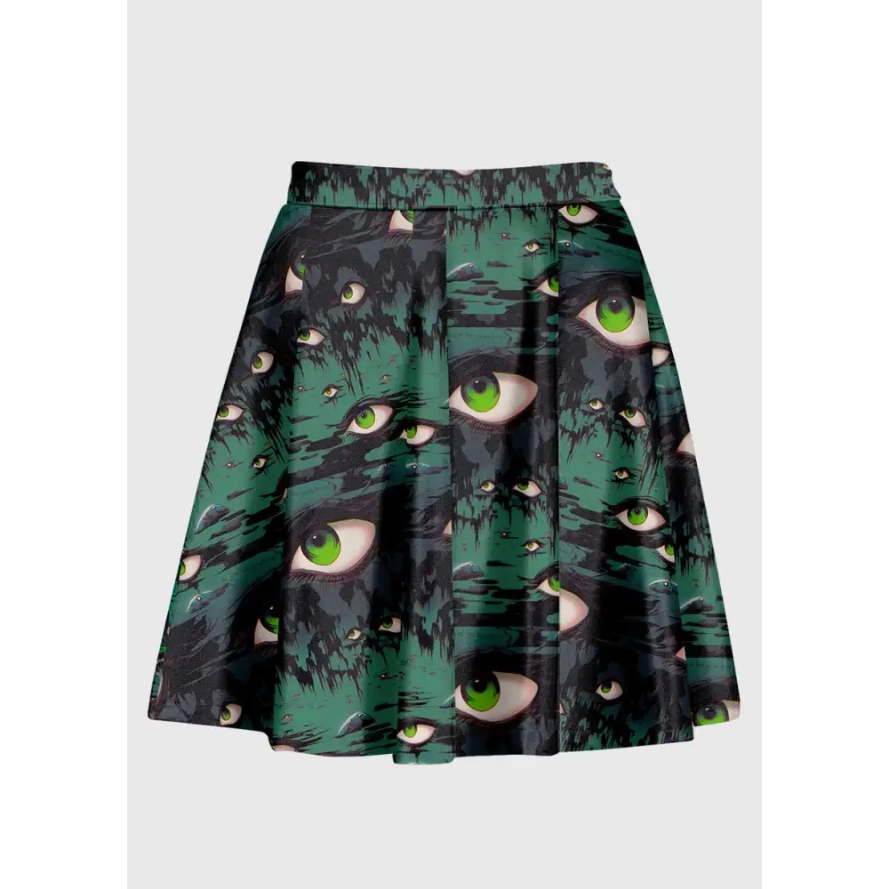 Plus size weirdcore surreal green eye alt skirt - skirts