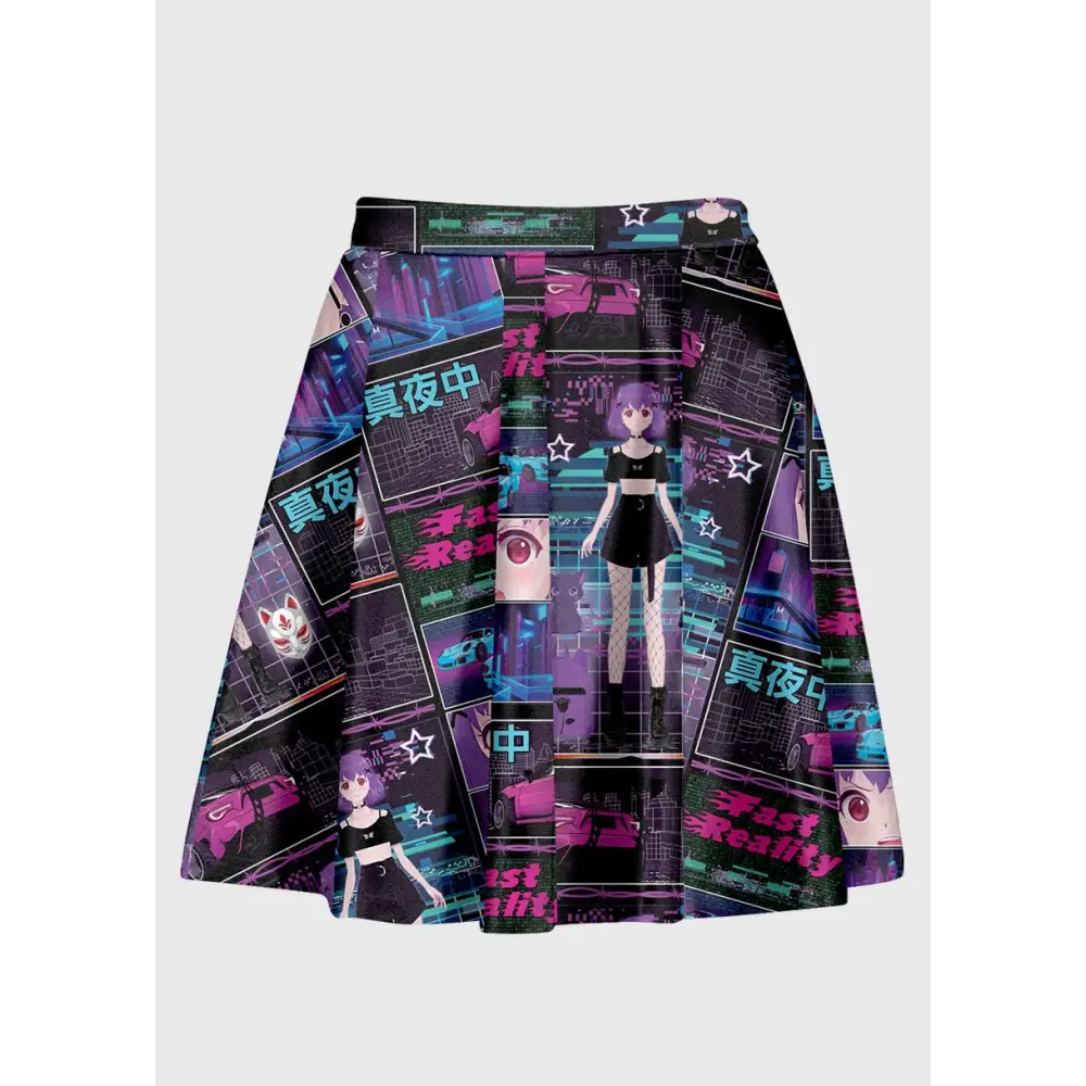 Plus size y2k cyber anime high waist skirt - 1x